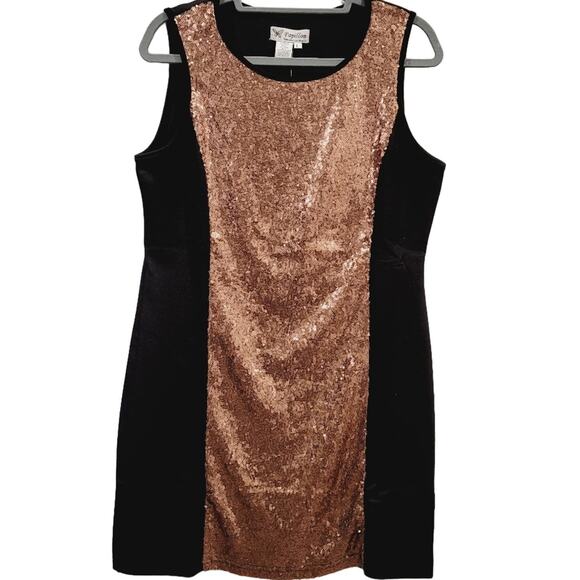Papillon Bronze Sequin Sleeveless Tank Glam Party Dress, Size Large, NWT - Picture 2 of 6